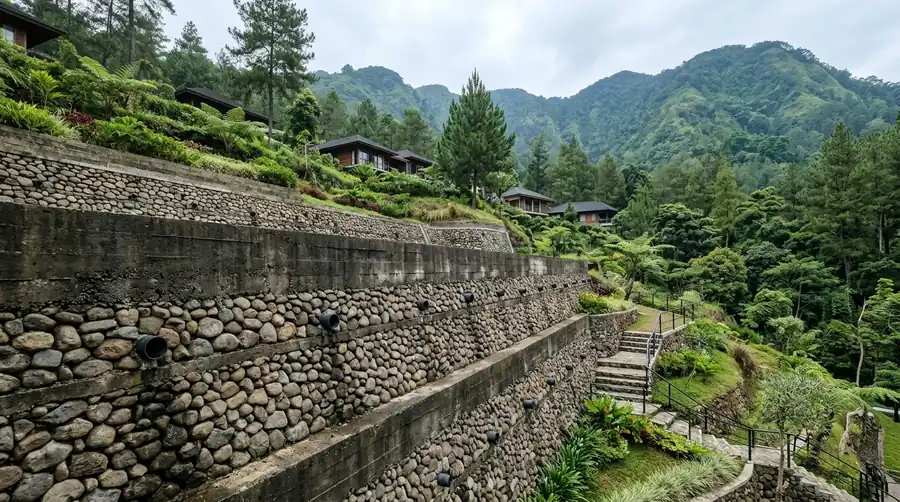Konstruksi retaining wall di lahan kontur Batu – Arsitek Malang