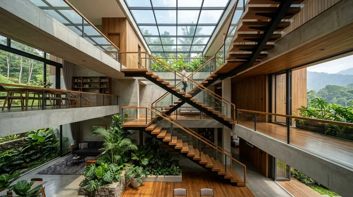 Detail Desain Void dan Skylight pada Rumah Kontur Proyek Arsitek Malang