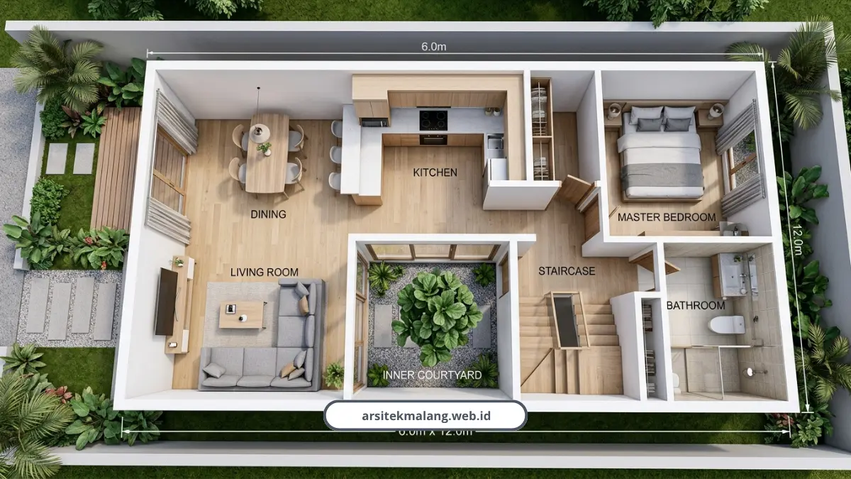 Denah Rumah Minimalis 6x12: Contoh Karya Kami – Konsep Arsitek Malang