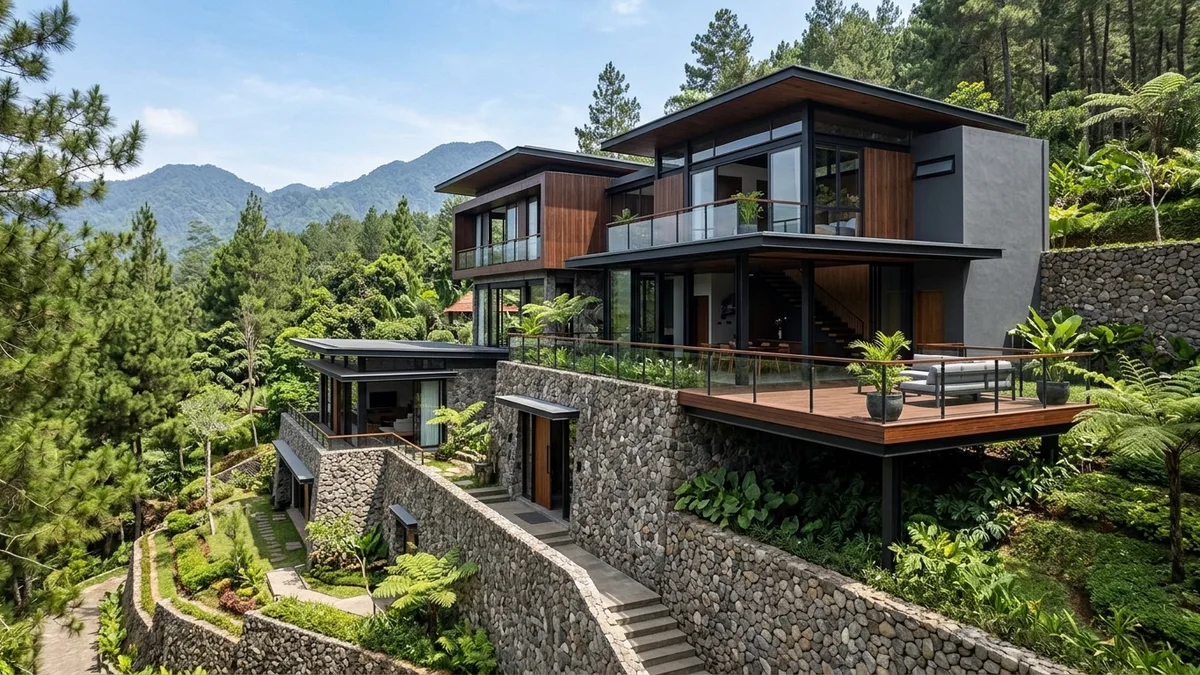Desain Split Level dan Retaining Wall Lahan Miring di Dau Malang