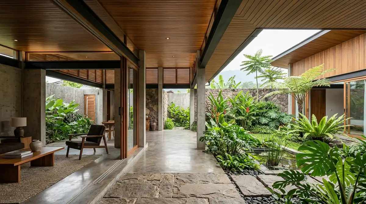 Detail Penerapan Elemen Iklim Tropis pada Rumah Modern Malang – Arsitek Malang
