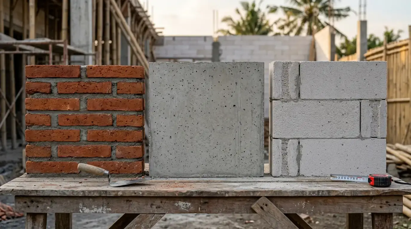 Perbandingan kualitas semen dan bata lokal Malang – Detail Proyek Arsitek Malang