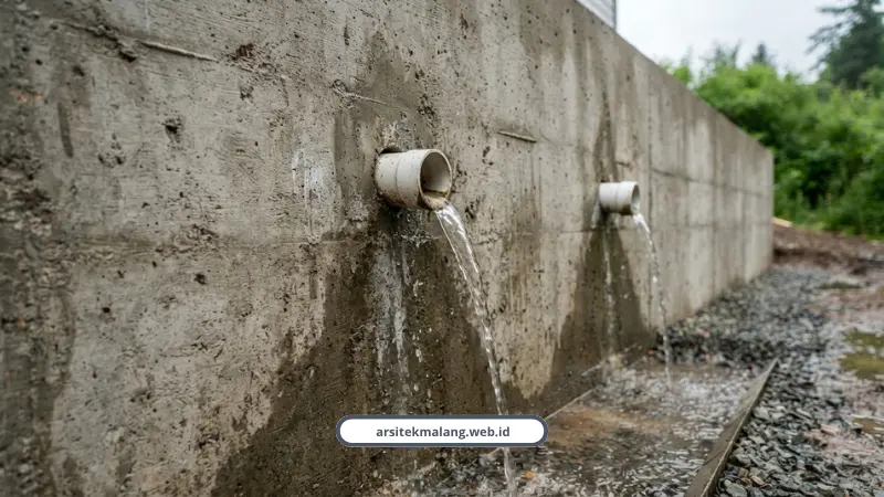 Detail Konstruksi Retaining Wall dan Drainase Lereng Batu Malang – Arsitek Malang